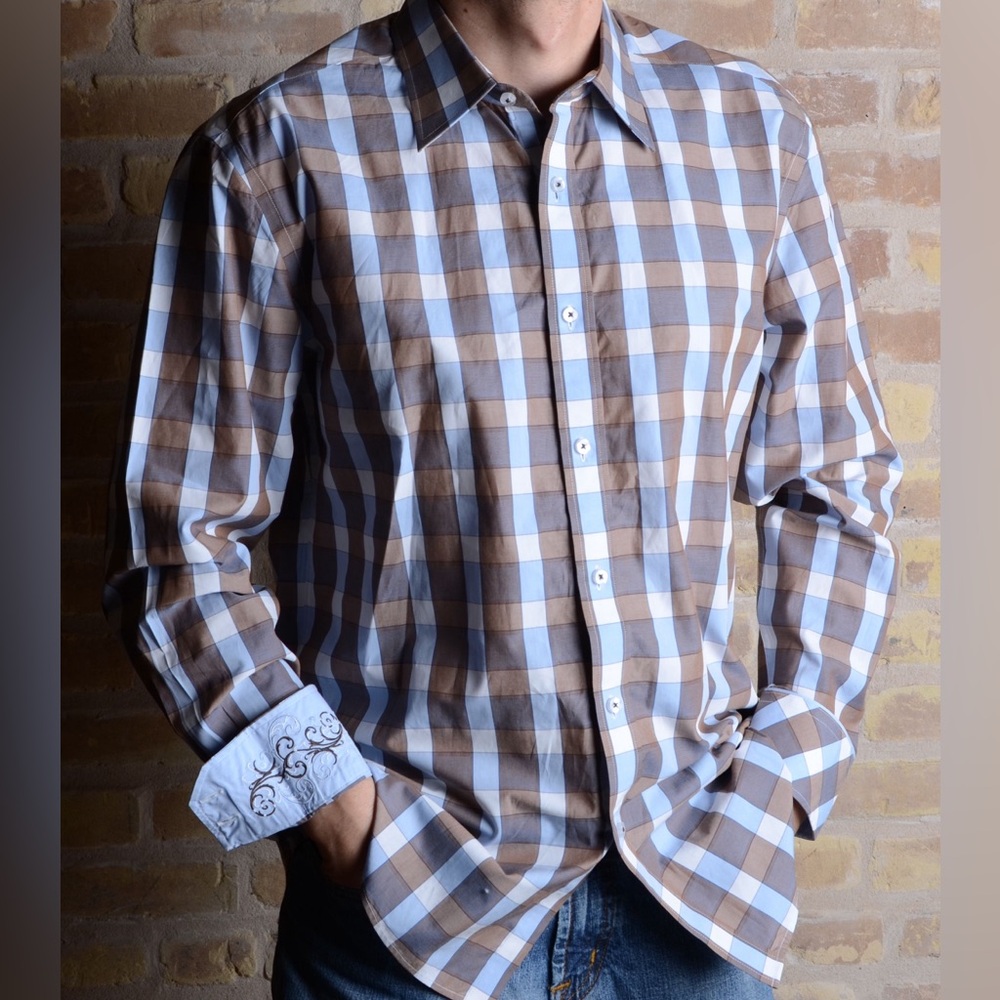 Zagiri Unchained Melody Plaid Button Down Sports Shirt